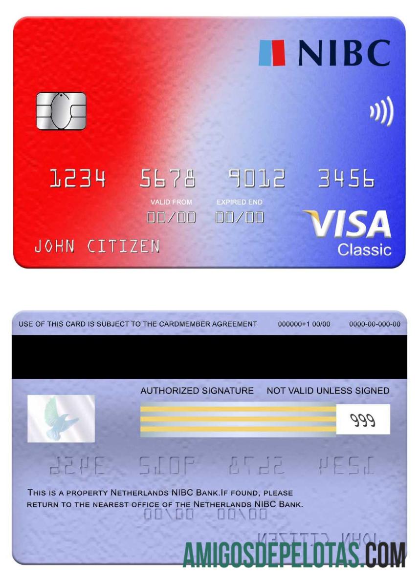 Netherlands NIBC Bank Visa Classic Card sample